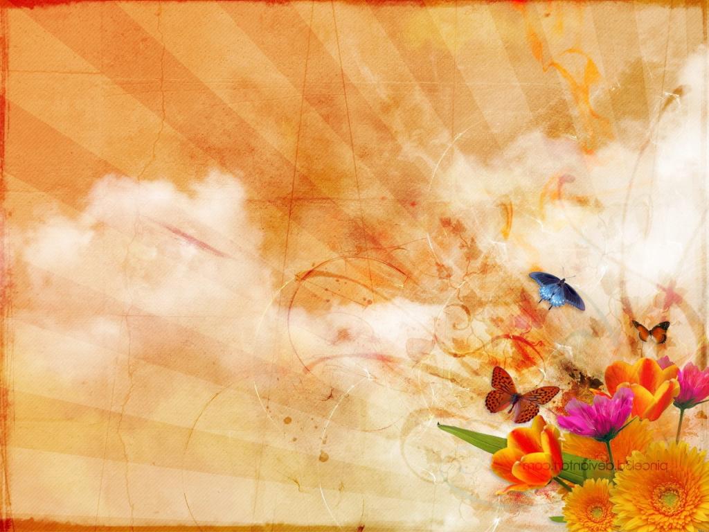 花朵和蝴蝶在云端