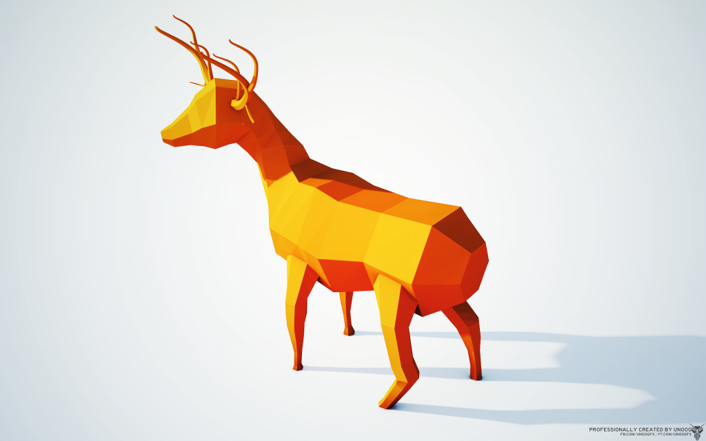 橙色的鹿，3D图形