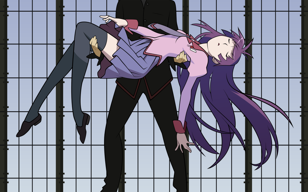 一个在动漫物语系列中抱着一个女孩的男人