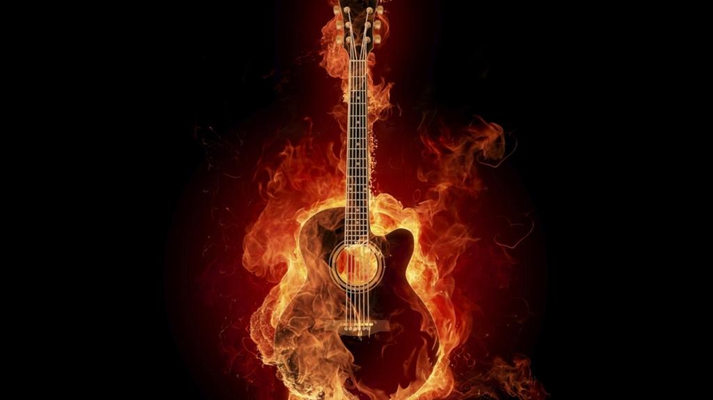 吉他在火上