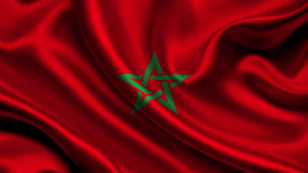 红色的背景下，国旗，摩洛哥