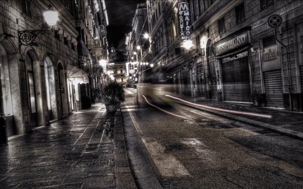 街，晚上，灯