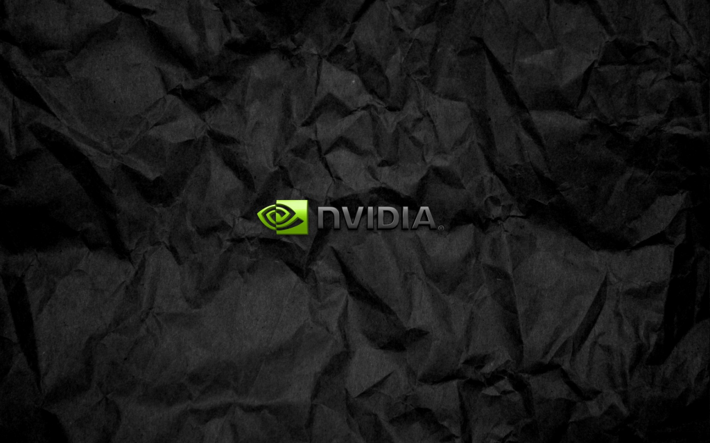 Nvidia的符号在被弄皱的黑纸的