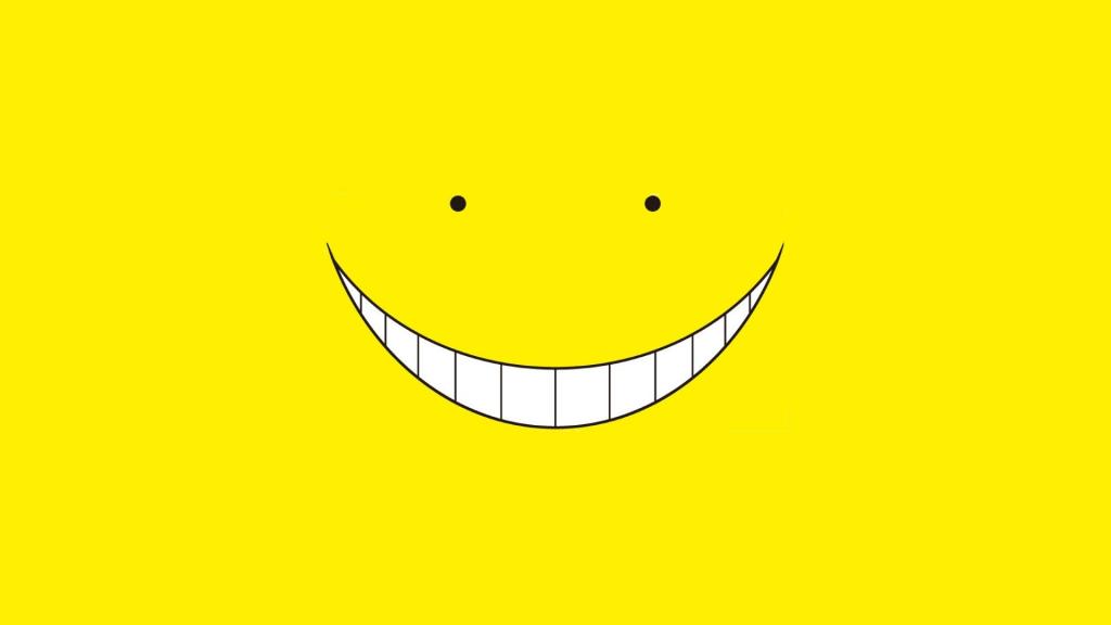微笑的笑脸，黄色背景