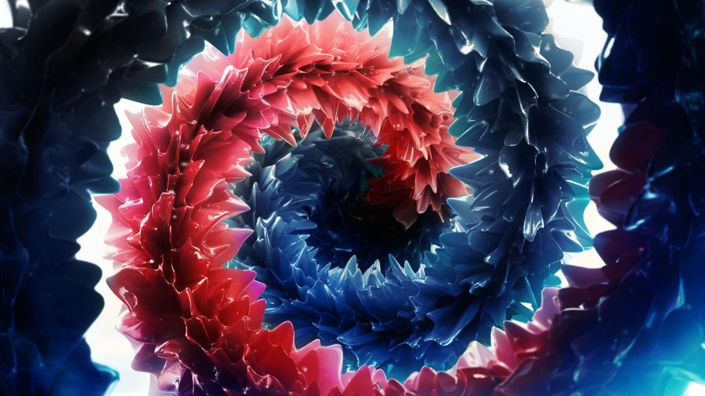 抽象的红蓝螺旋3d图形
