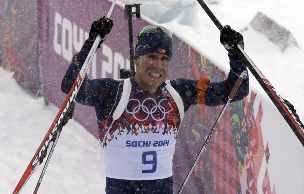 冬季两项运动员埃米尔·赫格尔·斯文森在奥运会期间在索契金牌的所有者