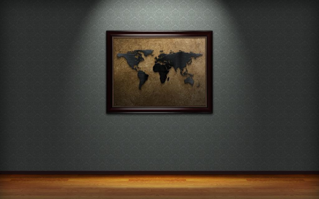 在墙上的世界地图