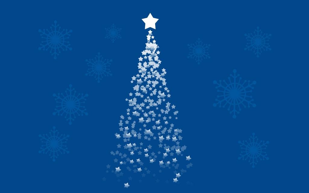 圣诞树装饰，蓝色背景