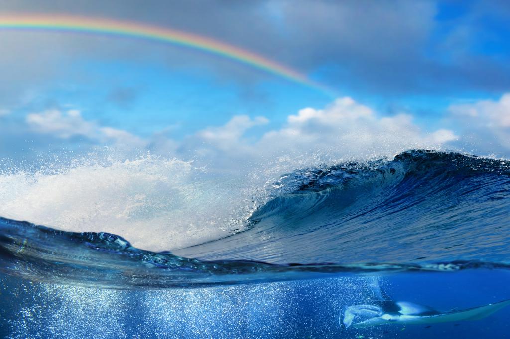 彩虹在海浪上