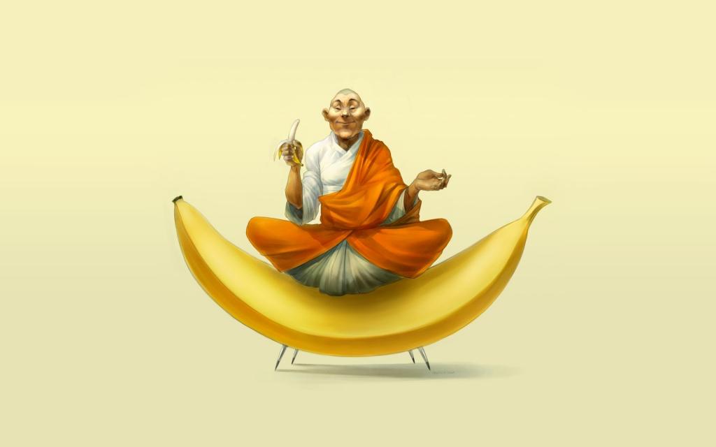 佛教坐在一根香蕉上