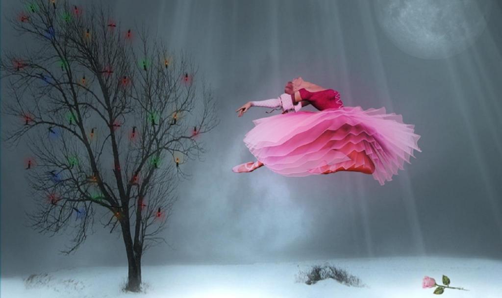 一件粉色礼服的芭蕾舞女演员