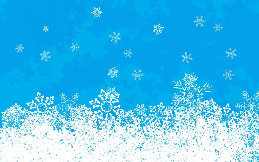 在圣诞节的蓝色背景上的雪花