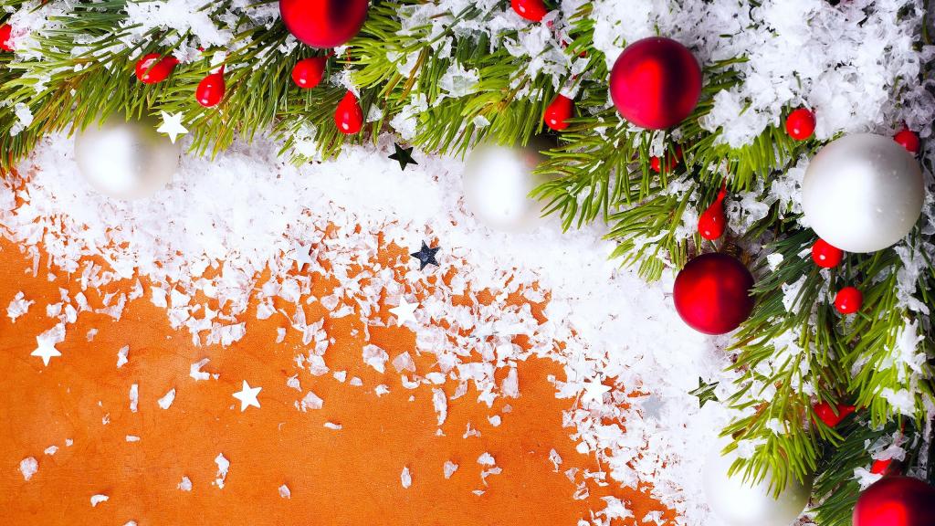 在橙色背景的欢乐装饰圣诞节的