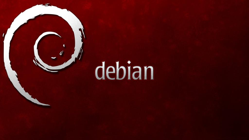 在红色背景上的白色Debian符号