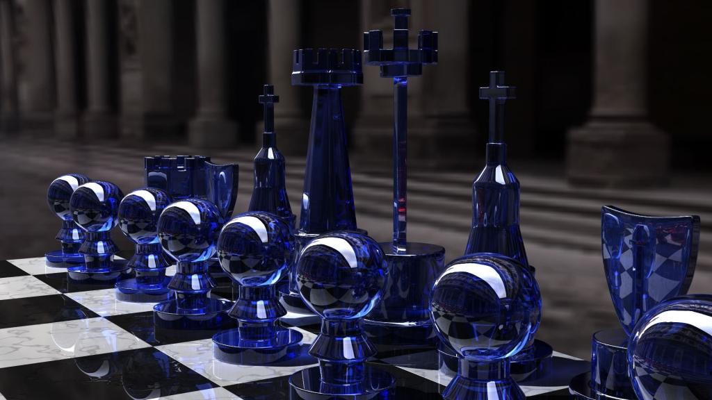 蓝色玻璃棋3D图形