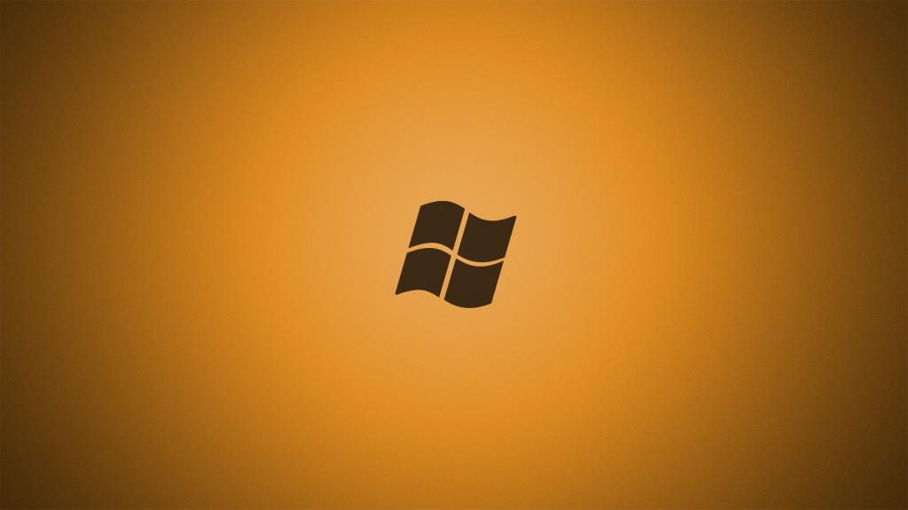 灰色微软标志，橙色的背景