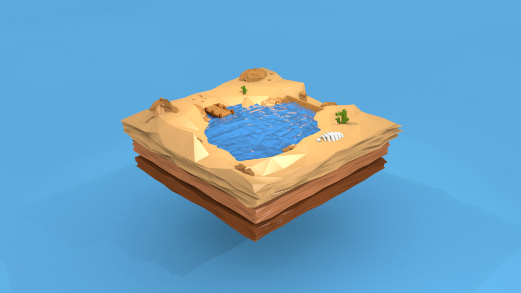 沙中之湖，三维模型
