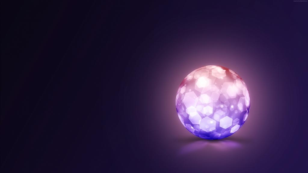 在紫色背景3d图形上发光的球
