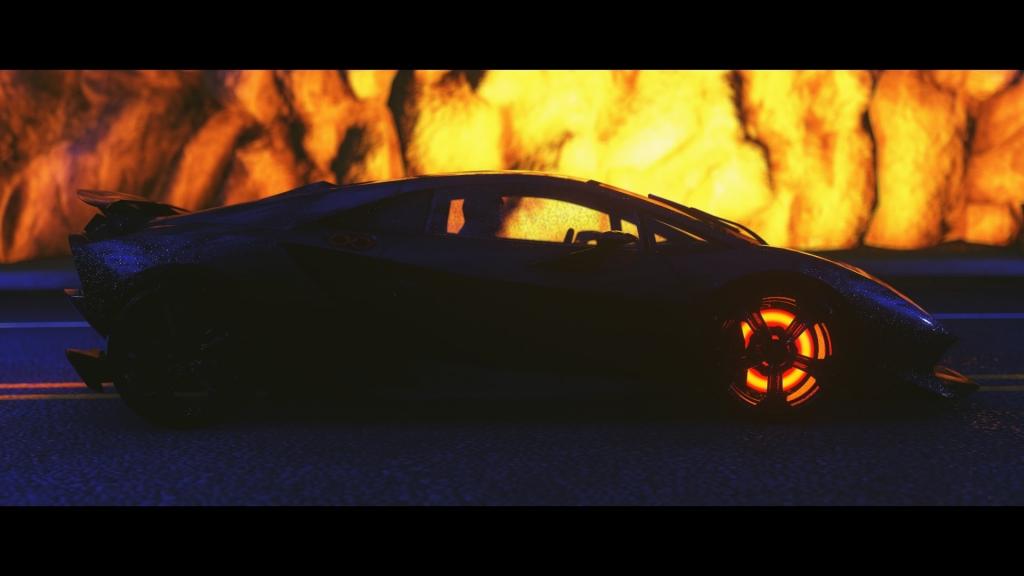 汽车在火的背景下在游戏Driveclub