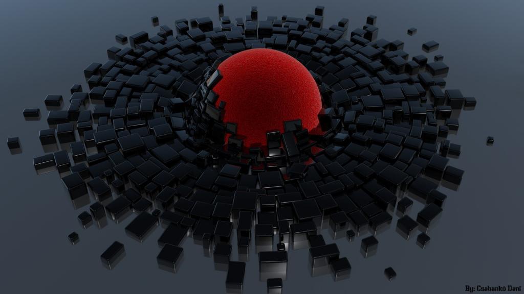 红球和黑色的立方体
