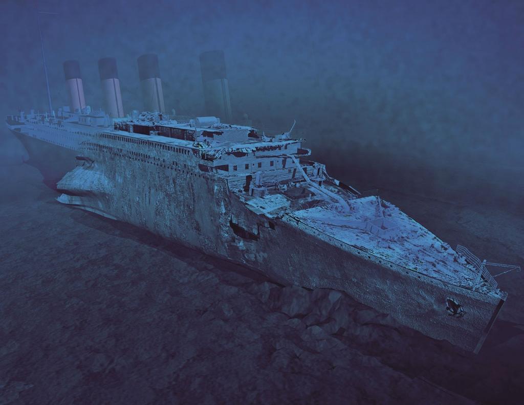 泰坦尼克号的碎片在底部