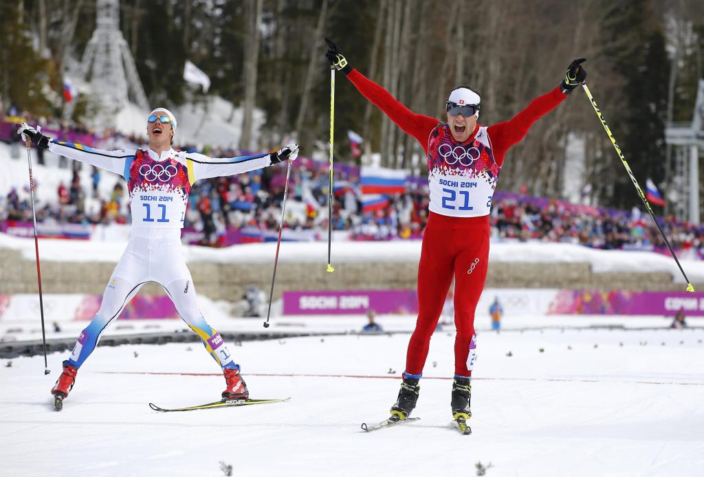 瑞典滑雪运动员索契的金牌和银牌获得者马库斯·赫纳（Marcus Helner）