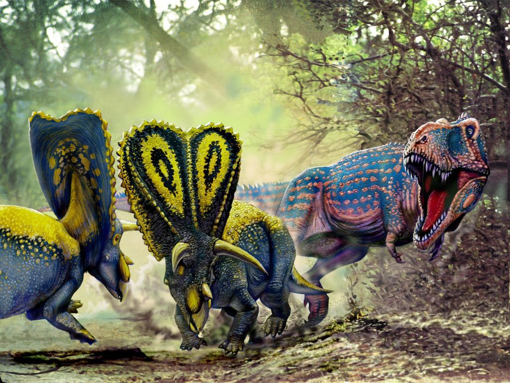 多彩的恐龙在战斗中