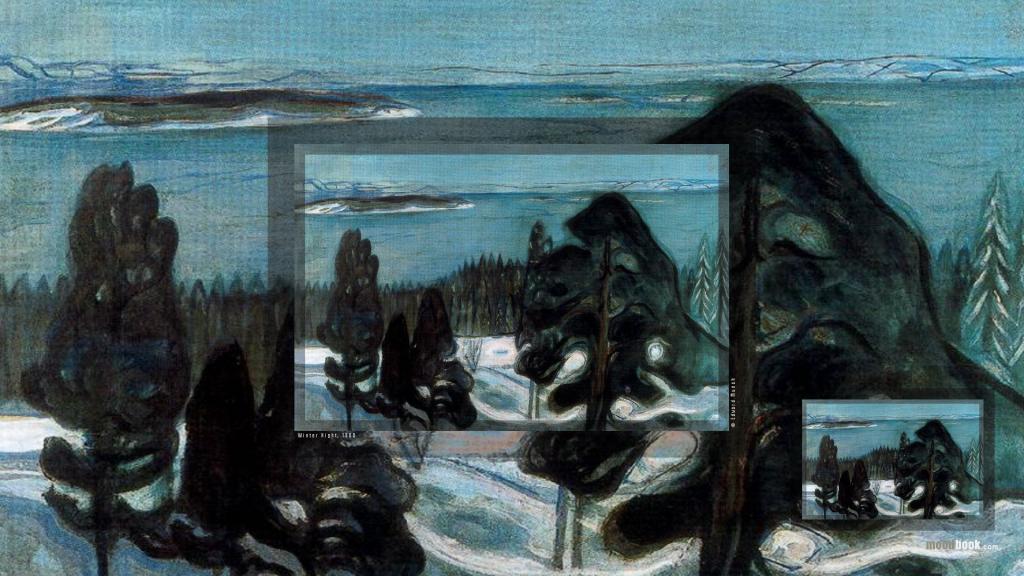 Edvard Munch绘画 - 象征性的冬夜