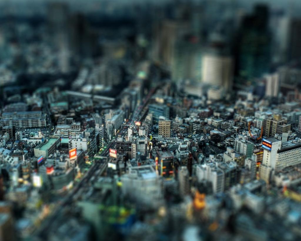 一个玩具城市的照片效果
