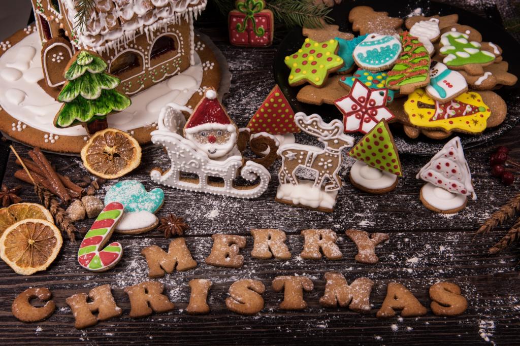 节日和圣诞快乐的信件饼干