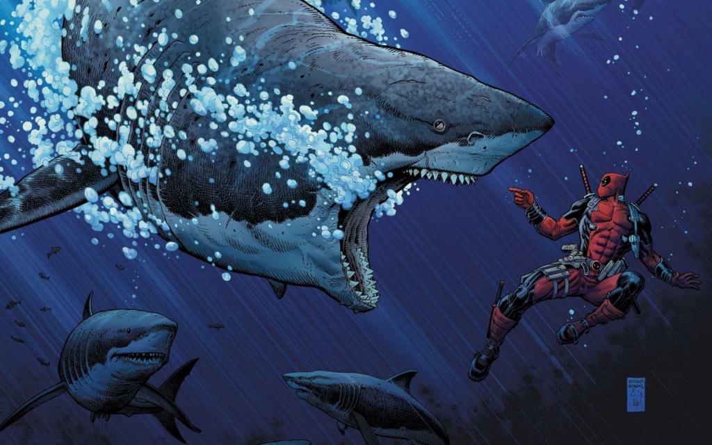 超级英雄反对鲨鱼，漫画
