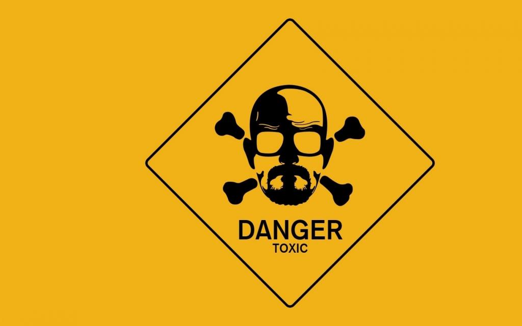 标志危险有毒，黄色背景