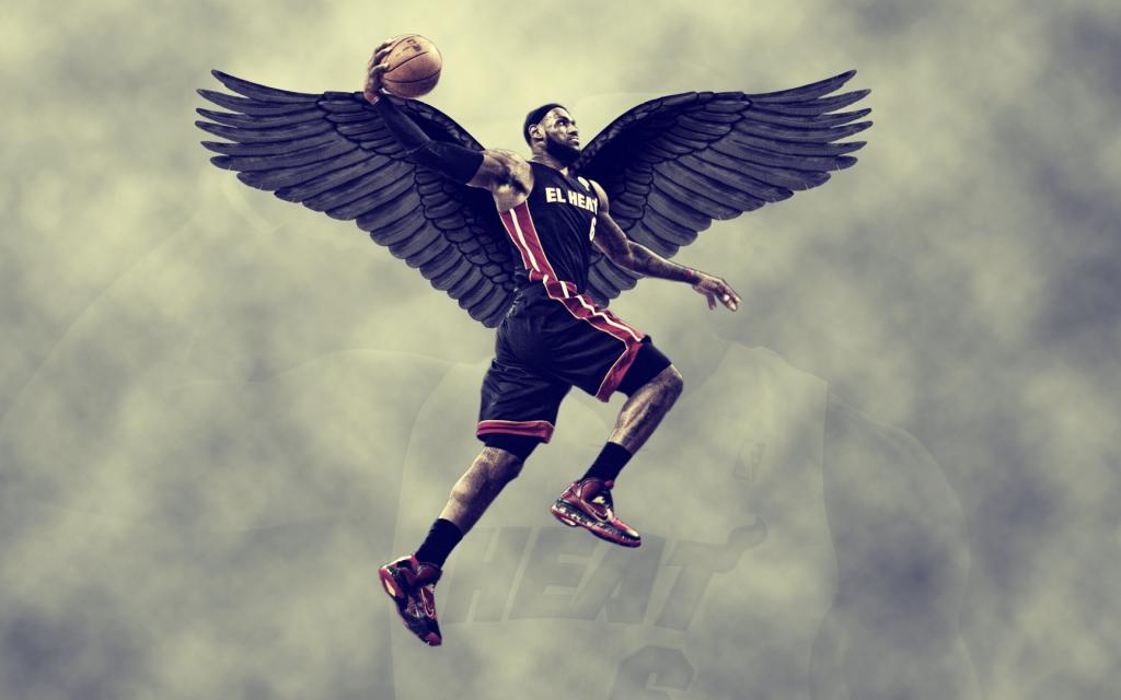 篮球运动员勒布朗·詹姆斯与翅膀