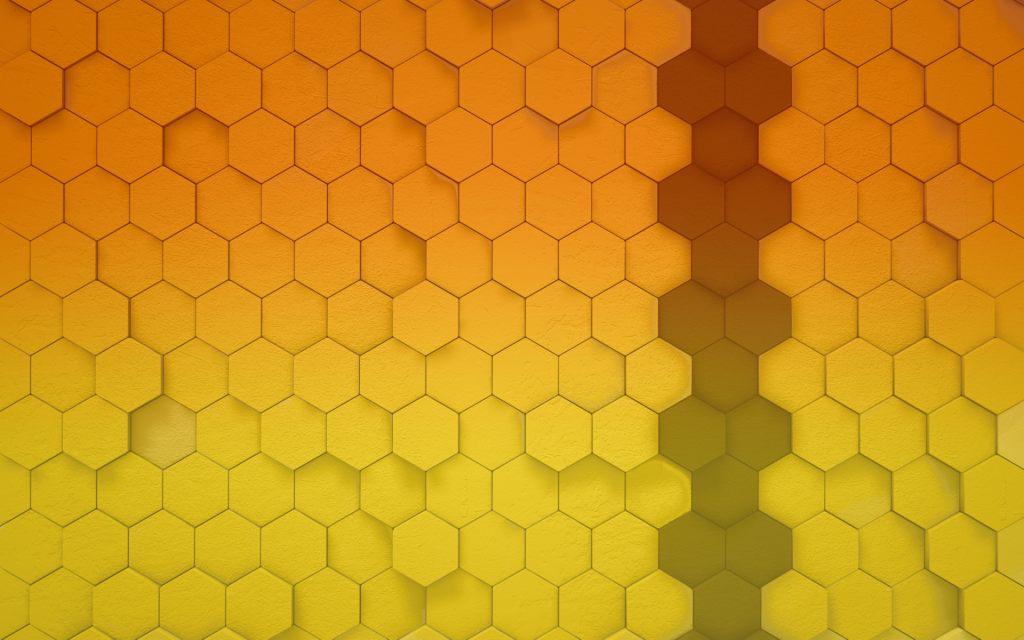 蜜蜂蜂窝，橙色背景