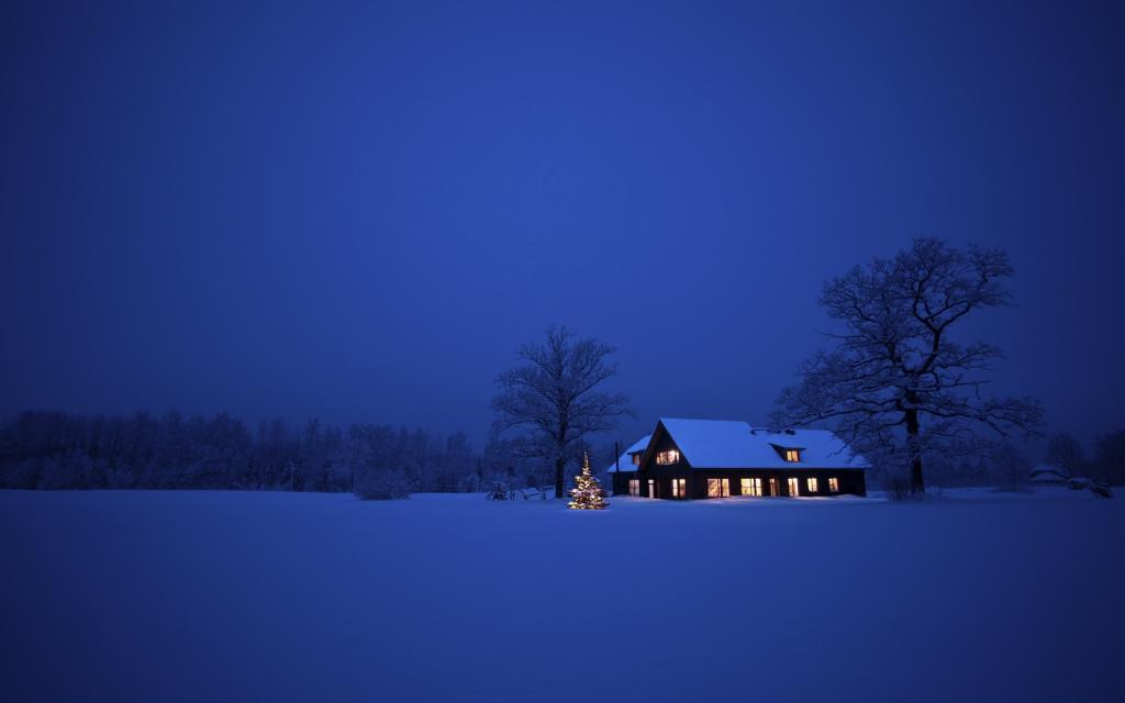 冬天的夜晚的蓝色